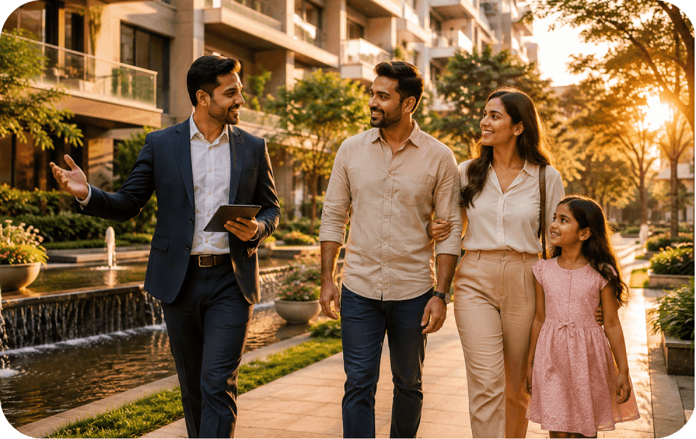 Residents walking through a Mahidhara community